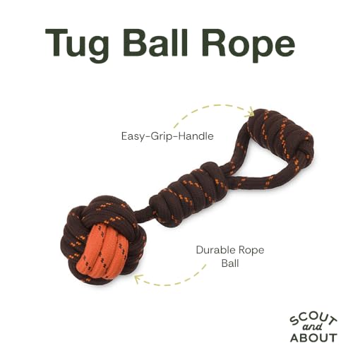 P.L.A.Y. Cute Outdoor Dog Toys - Scout & About Tug Ball Rope Toy, Great for Puppies & Small, Medium, Large Dogs - Machine Washable, Ultra-Durable, Good for Agility Training, Tugging, Fetch (Large)