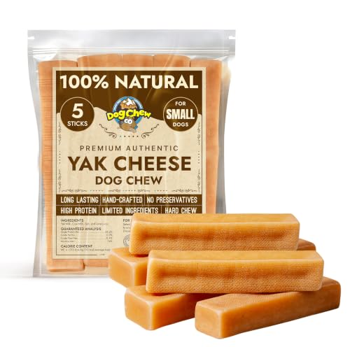 Tibetan Dog Chew Yak Cheese Sticks - Natural Treats for Small Dogs, Longer Lasting, Digestible, Promotes Dental Health, Rawhide, and Grain-Free, Ideal for Aggressive Chewers, 5-Pack - size: 5 Count (Pack of 1)