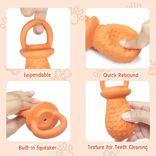 Latex Chew Dog Toys, Novelty Squeaky Pacifier Dog Toys, 5.2" Durable Pacifier Dog Chew Toys for Small and Medium Dogs(Orange,1 Pcs) - color: Orange