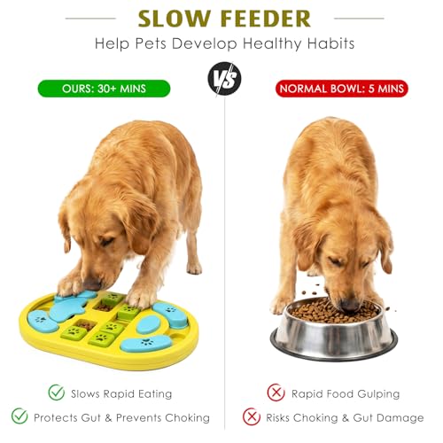 Dog Puzzle Toy, Interactive Treat Dispensing Toys, Yellow