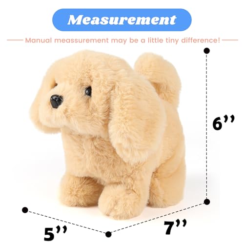 Hopearl Walking Dog Golden Retriever Interactive Electronic Pet Plush Toy Puppy Woof and Moving Animated Nodding Head Gifts for Toddlers Birthday, Brown, 7'' - style: Dog-Brown