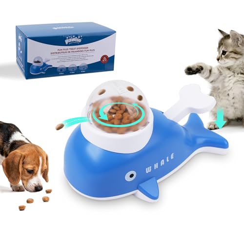 PAWISE Interactive Whale Dog Puzzle Toy & Cat Slow Feeder Food Dispenser