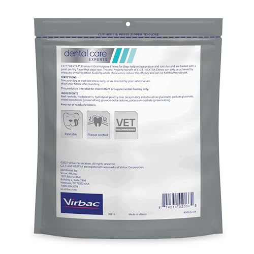 Virbac C.E.T. Hextra Premium Oral Hygiene Chews for Dogs, Medium - size: Medium 26-50lbs