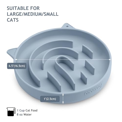 Coomazy Slow Feeder Cat Bowl Silicone Pet Puzzle Feeder for Slow Eating - color: Light Blue