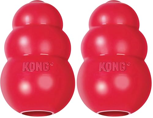 KONG Classic Stuffable Dog Toy - Fetch & Chew Toy for Dogs - Treat-Filling Capabilities & Erratic Bounce for Extended Play Time - Durable Natural Rubber Material - for Extra Small Dogs (Pack of 2) - size: X-Small (Pack of 2)