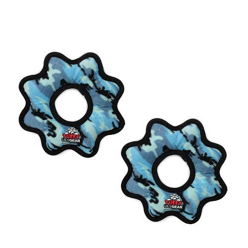 TUFFY® 2 Pack Ultimate Gear Ring Ultra Durable Plush Dog Toy - color: 2PK Blue Camo Gear Ring