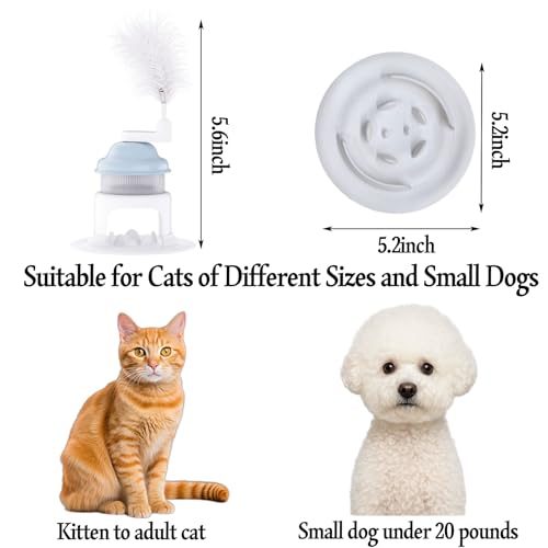 Cat Slow Feeder Toy with Feather Teaser, Interactive Puzzle Feeder for Cats, Mental Stimulation Foraging Toy, Suitable for Dry & Wet Food(Yellow) - color: Yellow