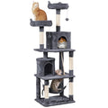 Yaheetech 70.5in Cat Tower, Multi Level Cat Tree Kitten Condo with 2 Condos & 2 Plush Perches & Scratching Post & Dangling Ball for Medium/Large Cats Dark Gray - color: Dark Gray, size: 70.5in