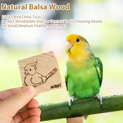 16 Pack Natural Balsa Wood Bird Chew Toys - World's Softest Wood, Safe Chewing Toys for Parakeets, Cockatiels, Lovebirds & Small Medium Birds. (Medium) (Medium 1)