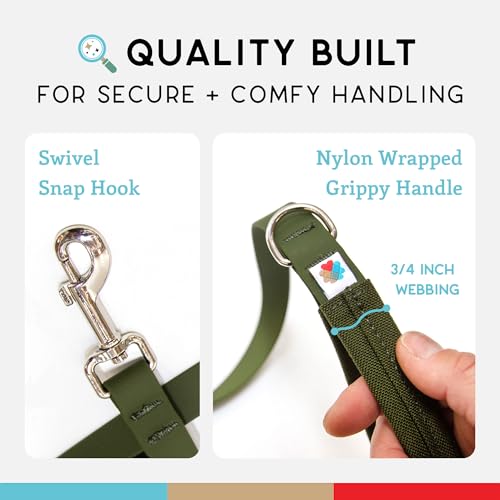 Wildebeest Funston Waterproof Dog Leash - Heavy Duty 4ft Long Leash for Small, Medium and Large Dogs - 1000D Nylon, Scratch & Stink-Resistant & Pill-Free - Nylon Wrap Handle (3/4" Wide, 4 ft Length) - color: Olive, size: 4 ft