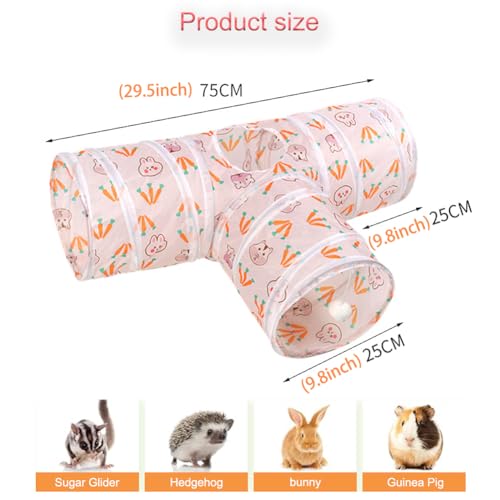 3 Way Washable Rabbit Hideout Toys, Guinea Pig Tunnels & Tubes - color: White