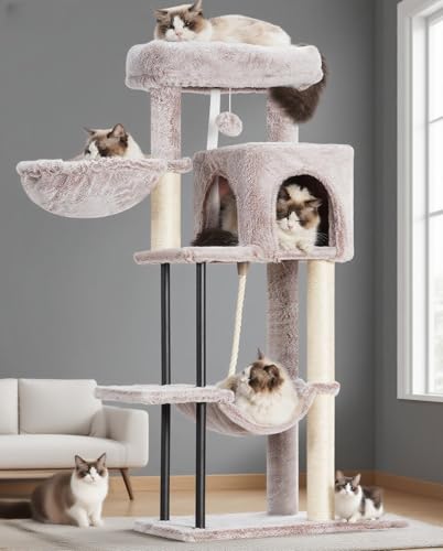 Gitelsnour Cat Tree, 43.3'' Cat Tower with Hammock for Kittens GCT004SMU - color: Muchroom, size: 43.3 inches