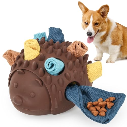 Hedgehog Treat Dispensing Dog Toy, Interactive Puzzle Toy for Dogs (Brown) - color: Brown