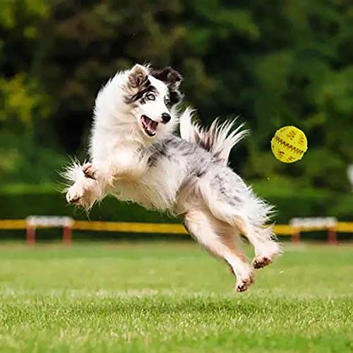 2 Pcs Dog Teeth Ball, Puzzle & Treat Dispensing Dog Toys, Non Toxic Tear Resistant Natural Rubber Toy for Pet Teeth Cleaning/Chewing/Playing/Training (Yellow+Red, 2.36in) - color: Yellow+Red, size: 2.36in