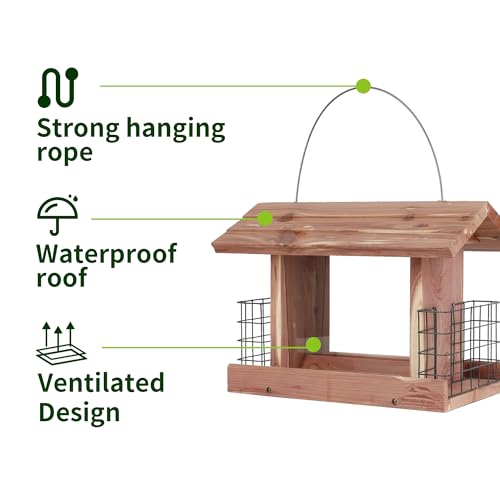 Solution4Patio Squirrel-Proof Cedar Hopper Bird Feeder, Dual Suet Holder - style: Rectangle