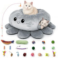 Cat Tunnel Bed for Indoor Cats, Peekaboo Cat Cave Bed, Grey - color: Grey