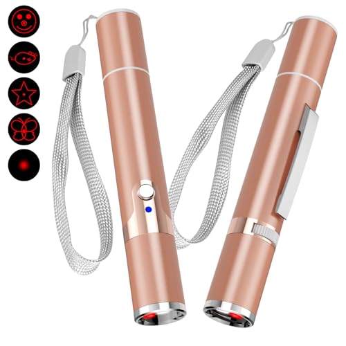 TBTeek Cat Toy, with Metal Case, 2 Pieces, 7 Adjustable Pattern(Rose Gold) - color: Rose gold