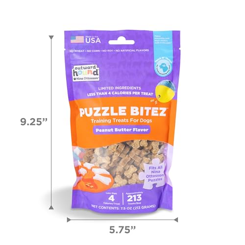 Outward Hound Nina Ottosson Puzzle Bitez Dog Treats, Peanut Butter, 7.5 oz - size: 4.69 Pound (Pack of 1), style: Peanut Butter