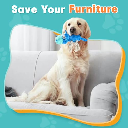 TOOPTATE Hippo Squeaky Dog Toys (Blue, Medium) (Pack of 2) - color: Blue, size: Medium (Pack of 2)