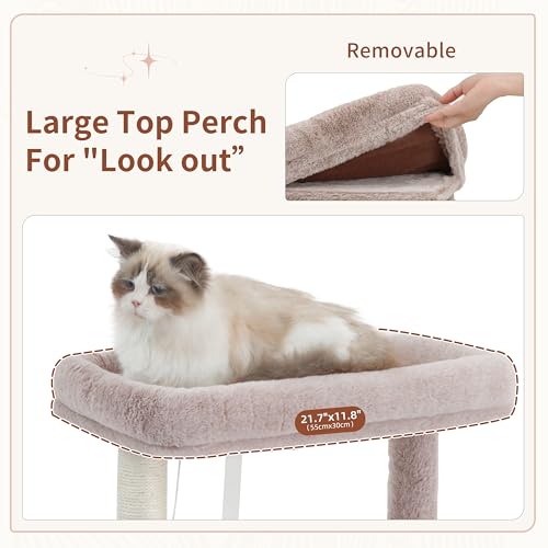 Gitelsnour Cat Tree, Cat Tower with Sturdy Steel Tube, Large Perch GCT024MU - color: Muchroom, size: 70.5 inches