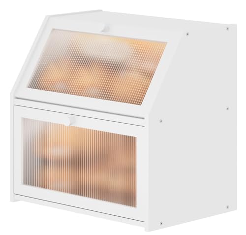 White Bread Box, Extra Large Bamboo Wood Bread Box, White Bread Storage Container - color: White, size: Extra Large