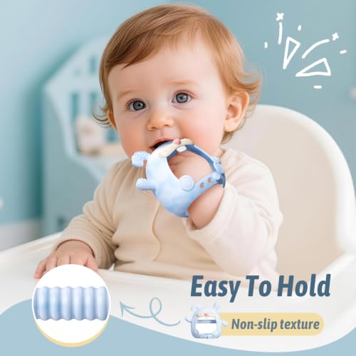akolik Baby Teething Toys,Teething Relief Teether Toys for Babies 3-6-9-12 Months,Silicone Teething Mitten Toys,Anti Dropping Wrist Hand Teethers Baby Chew Toys,Baby Essentials(Pink) - color: Pink