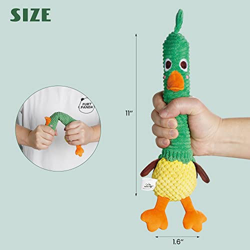 Nocciola 2 in 1 Easter Duck Dog Toy with a Large Rubber Squeaker - Tough Durable Stuffed Squeaky Crinkle Chew Toys for Aggressive Chewers, Medium and Large Breeds - color: Green Duck