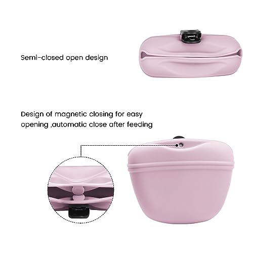 AUDWUD Silicone Dog Treat Pouch with Clicker Magnetic Closure Secure Clip - color: Peach Pink, size: 1 Pack