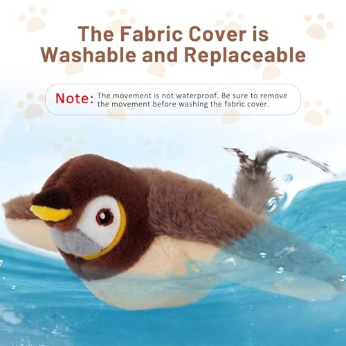 Esoes Flapping Bird Cat Toy, Rechargeable Chirping Catnip Toy, Does Not Fly - color: brown