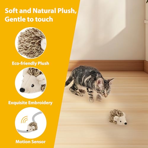 Gigwi Interactive Moving Cat Toy, USB-Charged Squeaky Hedgehog for Cats - color: Updated USB Rechargeable Hedgehog