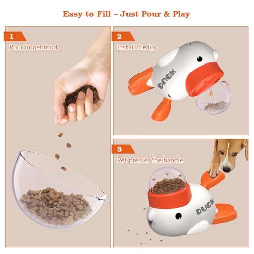 Duck Dog Treat Dispenser Toy, Interactive Slow Feeder Puzzle Toy - color: Yellow