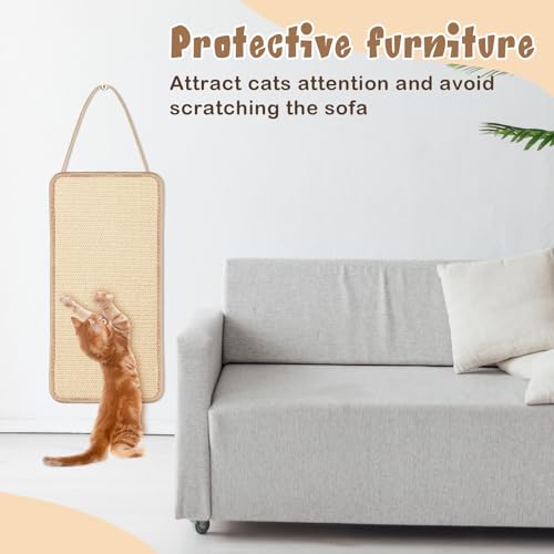 Dansydaisy 2 Pack Sisal Door Cat Scratcher Hanging Scratching Mat, Natural - color: Natural