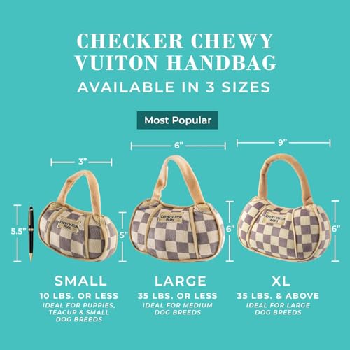 Haute Diggity Dog Chewy Vuiton Handbag Plush Dog Toy, Designer Parody Toy - color: Brown Handbag, size: X-Large