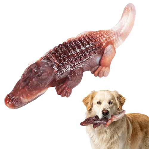 Durable Nylon Dog Toy for Aggressive Chewers - Interactive Nylon Chew Set with Massage Bumps | Tough Dog Toys for Teething Puppies & Large Breeds (Crocodile) - color: Crocodile