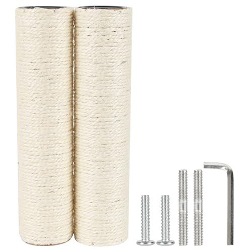 7.4cm 2.91in Diameter Cat Tree Scratching Post Replacement Sisal Pole Parts for Cat Tower (M8, 11.81in/30cm) - color: 11.81in/30cm, size: M8*2posts