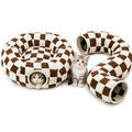 Cat Tunnel Bed with Washable Cushion for Indoor Cat, Donut Cave Tube Toys for Kitten Puppy Rabbit, Brown - color: Brown