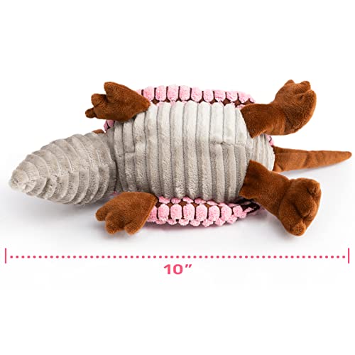 Hollypet Armadillo Squeaky Puppy Dog Toys for Small Medium Dogs, 8" - color: Pink, size: 8 IN