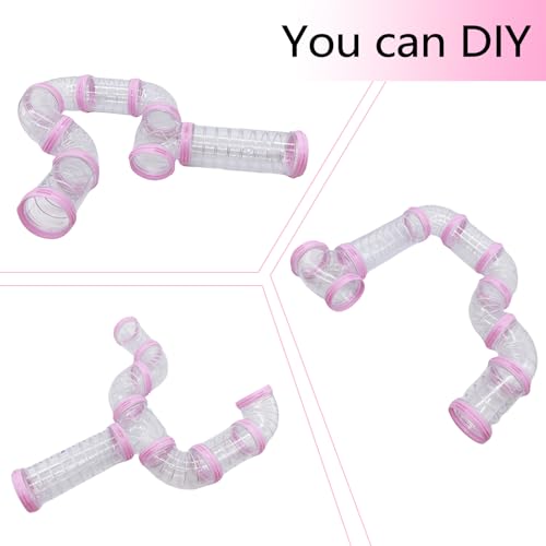 Hamster Tube Toy DIY Transparent Assorted Pipe Playground Tunnel Excercise for Dwarf Mouse Hamster or Other Small Animals - color: Purple