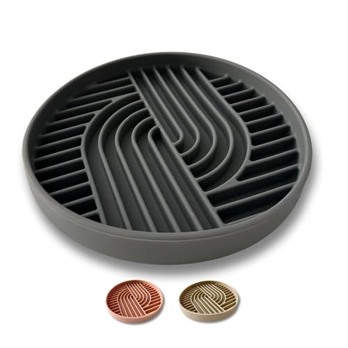 Gray Silicone Slow Feeder Bowl for Dogs, Cats and Pets by Stella and Bear Co. - color: Gray