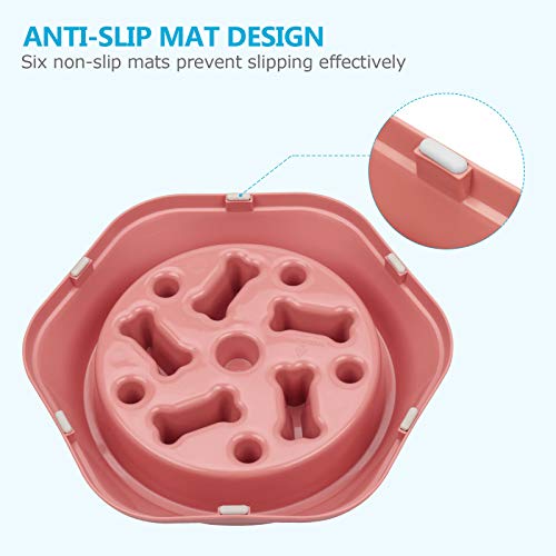 UPSKY Slow Feeder Dog Bowl Anti-Chocking Slower Feeding Pet Puzzle Bowls - color: Pink