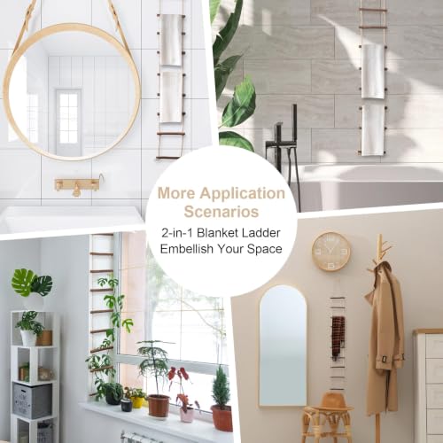 Wooden Rope Ladder Wall Hang, 1 Piece 120×15cm Wooden Branch Ladder Climbing Plants Trellis Hanging Ornaments for Home Decoration - size: 15*120cm