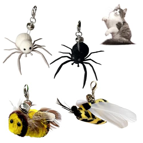 Cat Toy Insects Refills, Feather Wand Replacement Insects, Kitten Interactive Toys (4PCS) - color: 4PCS