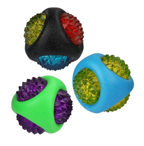 Dog Dental Lighted Translucent Rubber Diamond Balls 3 inch Small to Medium Canines (Black) - color: Black