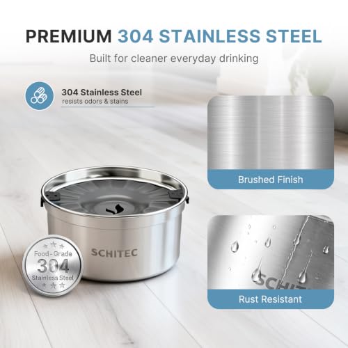 SCHITEC No Spill Dog Water Bowl, 3.2L/108oz Stainless Steel Slow Water Bowl