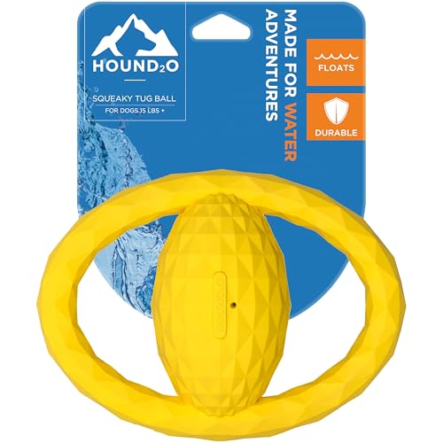Playology Hound2O Squeaky Tug Ball - Floating Outdoor Dog Toy - Yellow - color: Yellow
