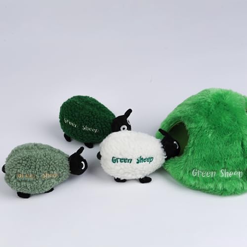 Green Sheep Hide & Seek Toy for Dogs, Durable Plush Squeaky Dog Toys with Recycle Cotton Rope, Interactive Chew Toy for Small to Large Dogs, Tough Pet Toys to Keep Them Busy - color: Hide & Seek Toy