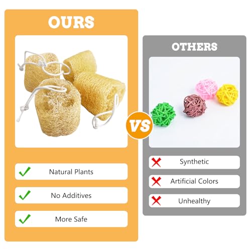 12 Pcs Rabbit Chew Toys Natural Bunny Loofah Chew Toy Chinchilla Teeth Grinding Toys Guinea Pig Fibre-Rich Treats Enrichment Bunny Accessories for Rabbits Hamster (M)