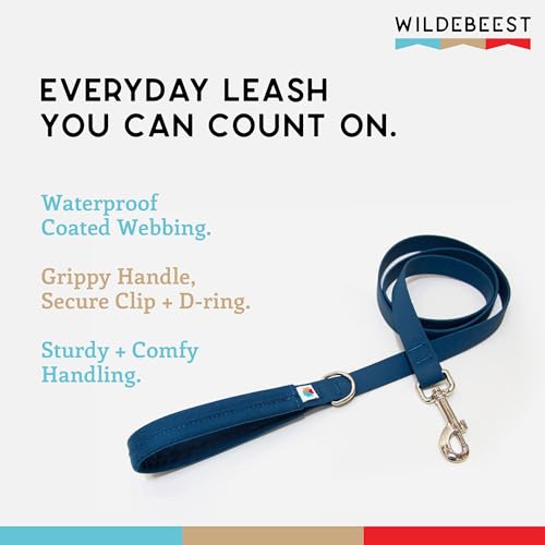 Wildebeest Funston Waterproof Dog Leash - Heavy Duty 4ft Long Leash for Small, Medium and Large Dogs - 1000D Nylon, Scratch & Stink-Resistant & Pill-Free - Nylon Wrap Handle (3/4" Wide, 4 ft Length) - color: Navy, size: 4 ft