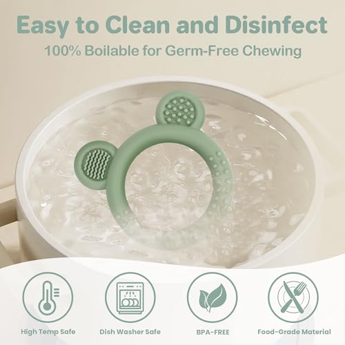 Eascrozn 3 Pack Silicone Teethers for Babies 3M+ BPA Free - color: Brown