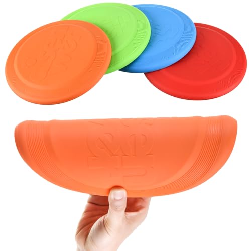 Dog Flying Disc - Durable Rubber Dog Toy for Fetch - Interactive Lightweight Flyer Dog Toys for Outdoor Playtime - Safer Disc for Healthy Activity - for Small/Medium Dogs